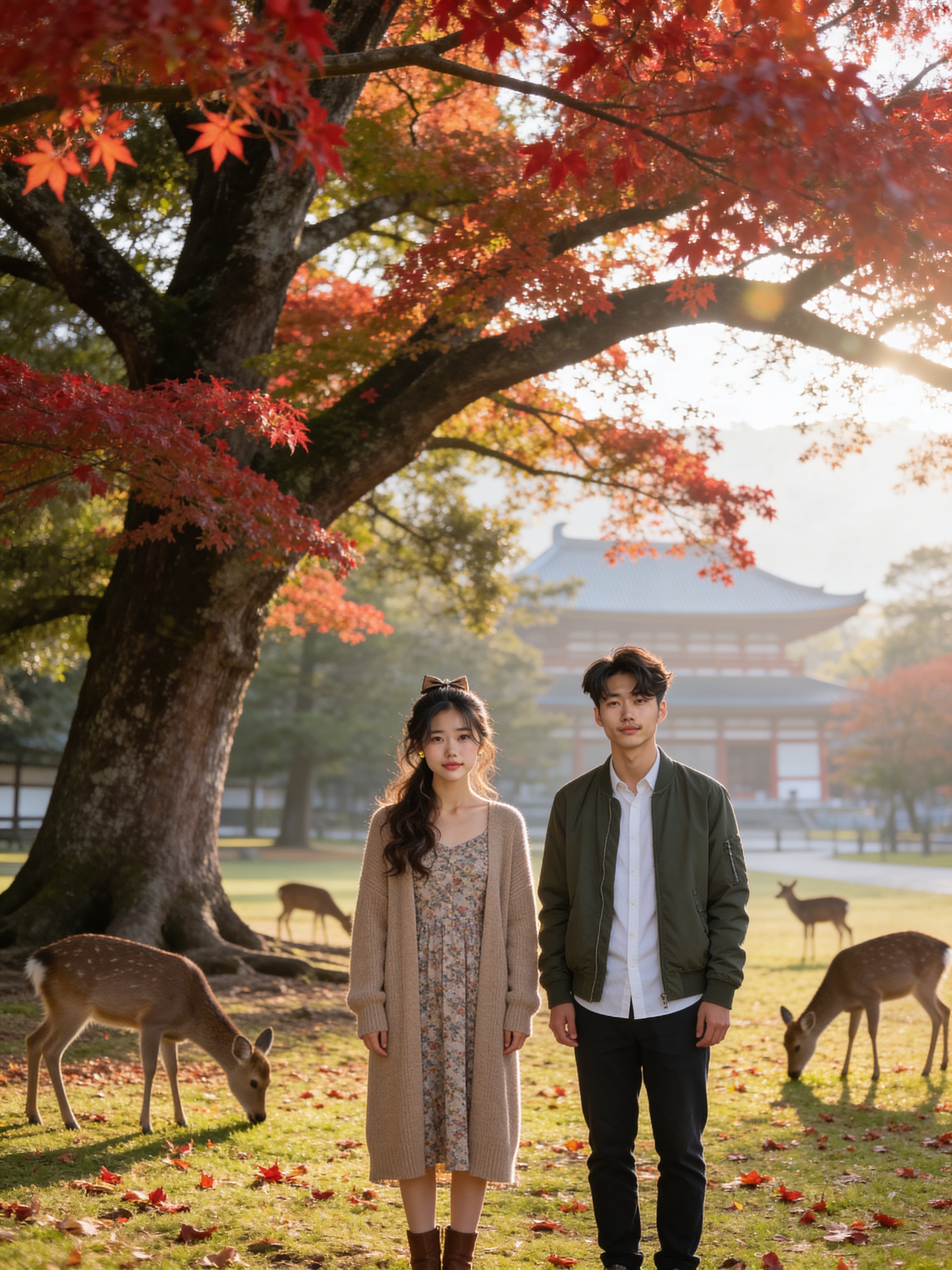 奈良紅葉と鹿 - 季節フォト