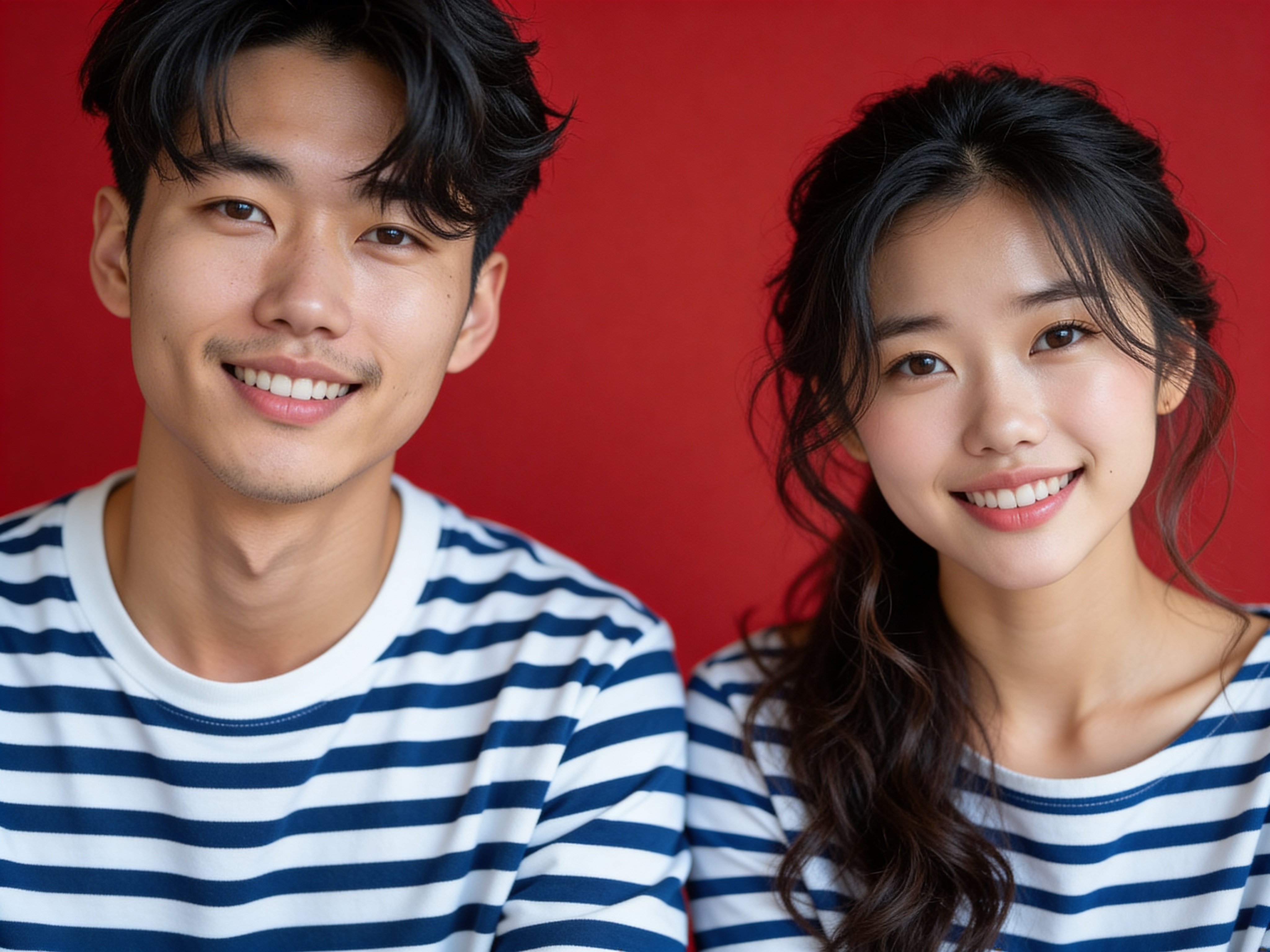 Red Bg - Navy Stripes