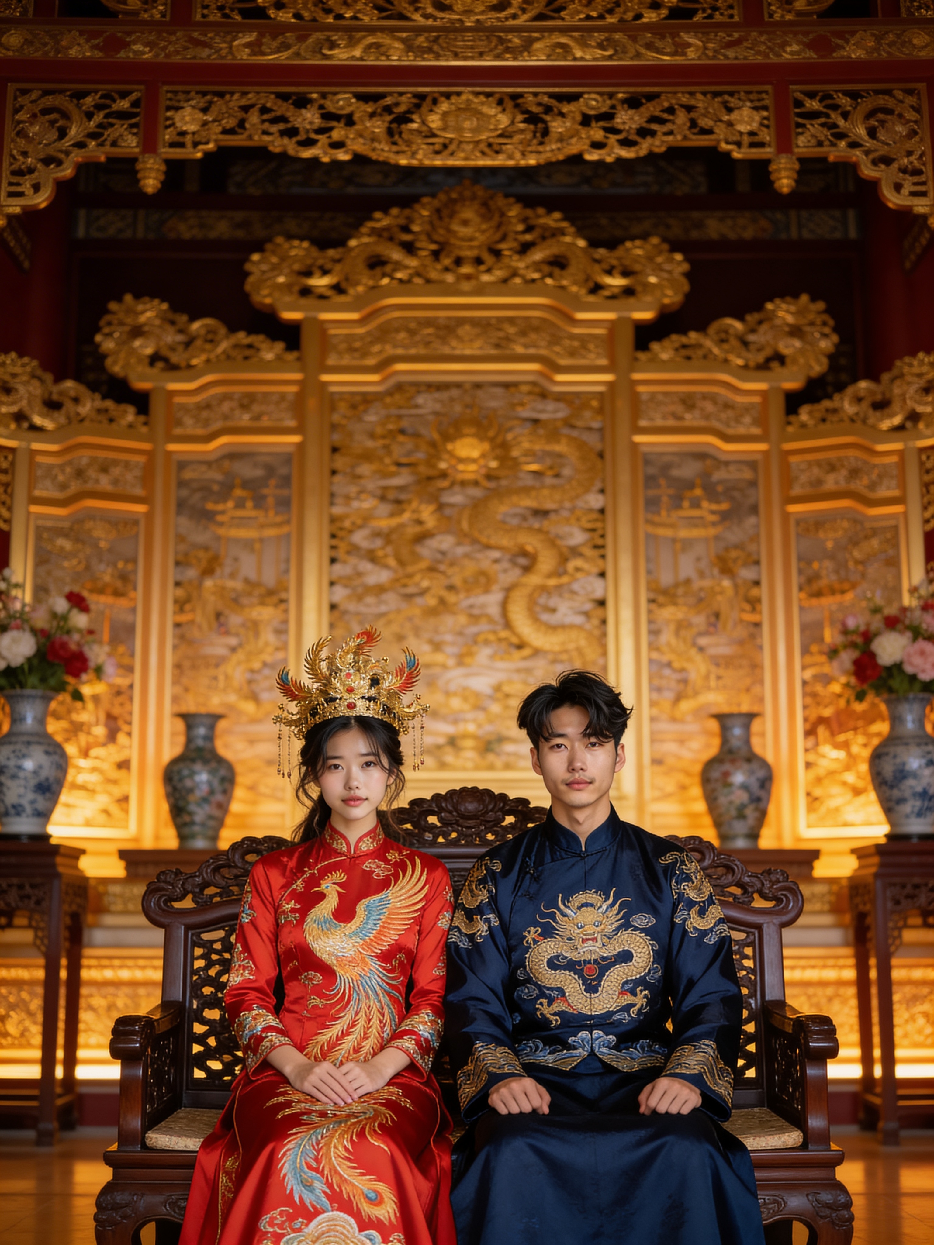 Áo dài thêu phượng