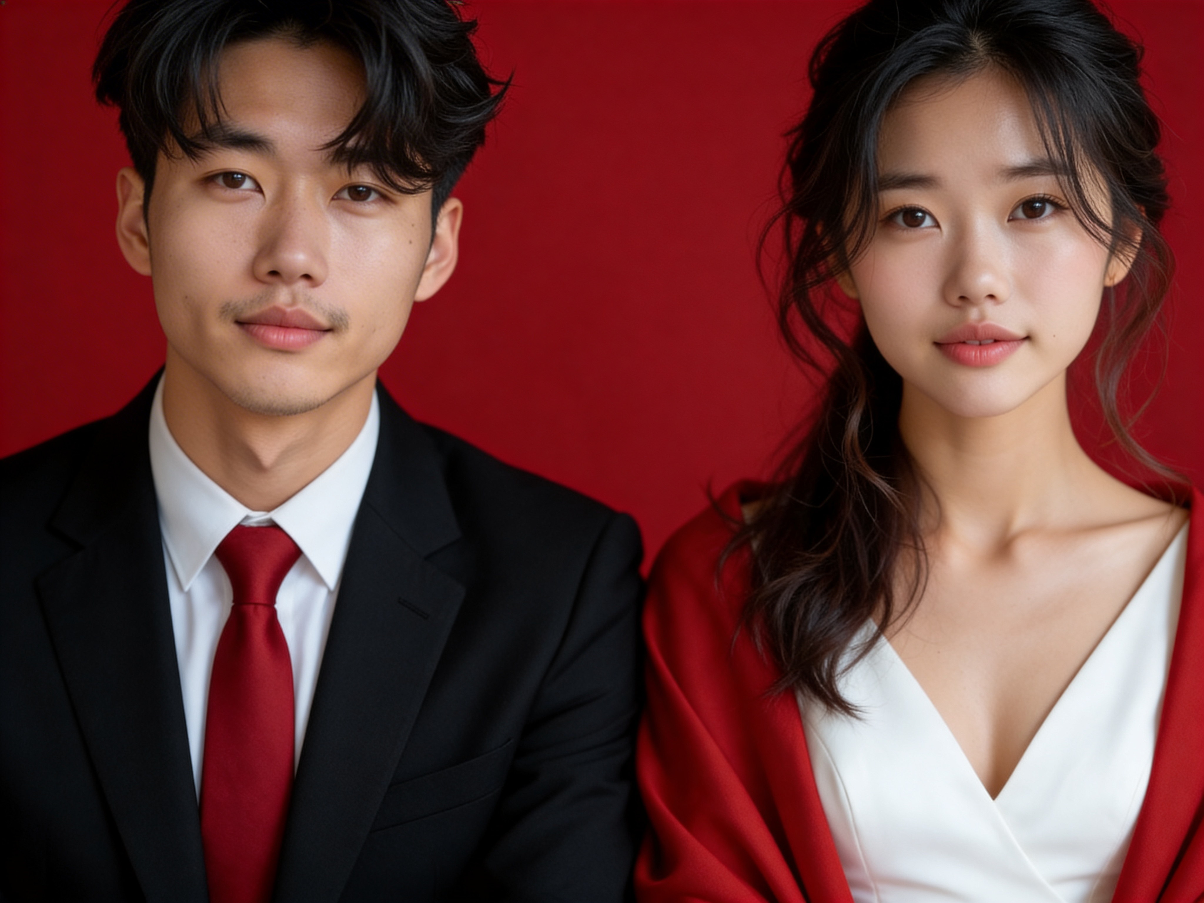 Red Bg - Shawl & Gown