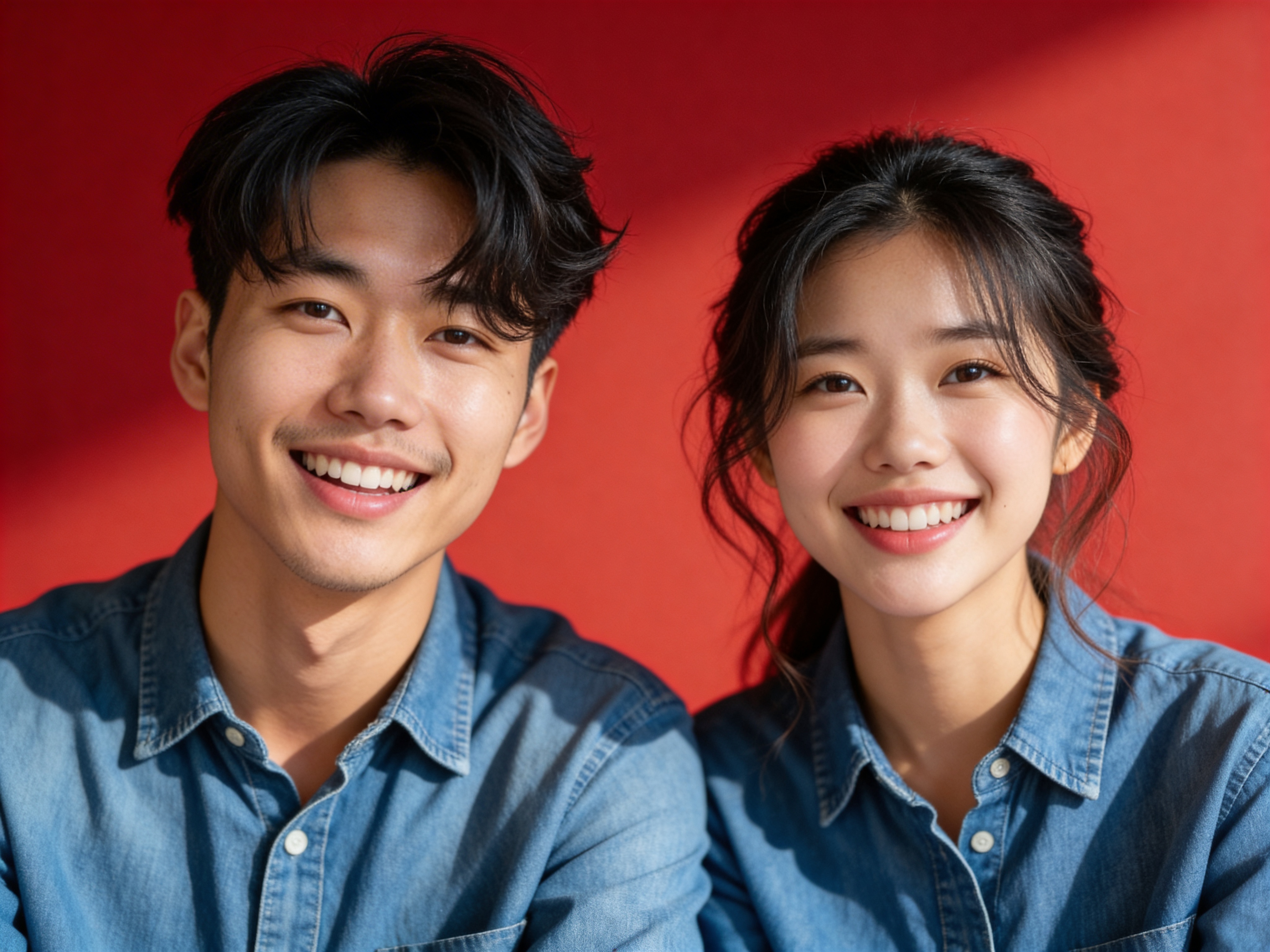 Red Bg - Denim Casual