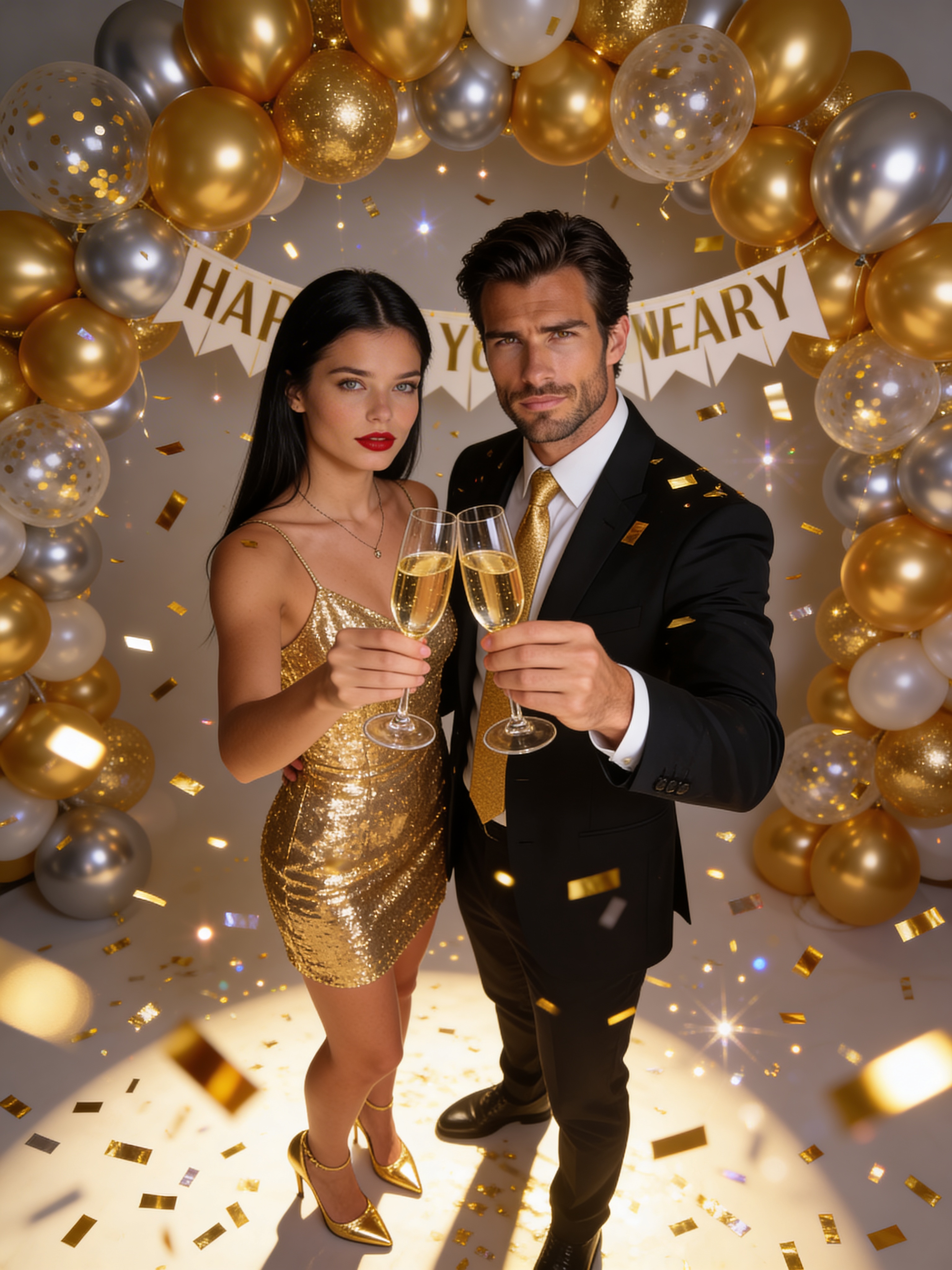 Goldene Neujahrsparty - Feiertagskarte