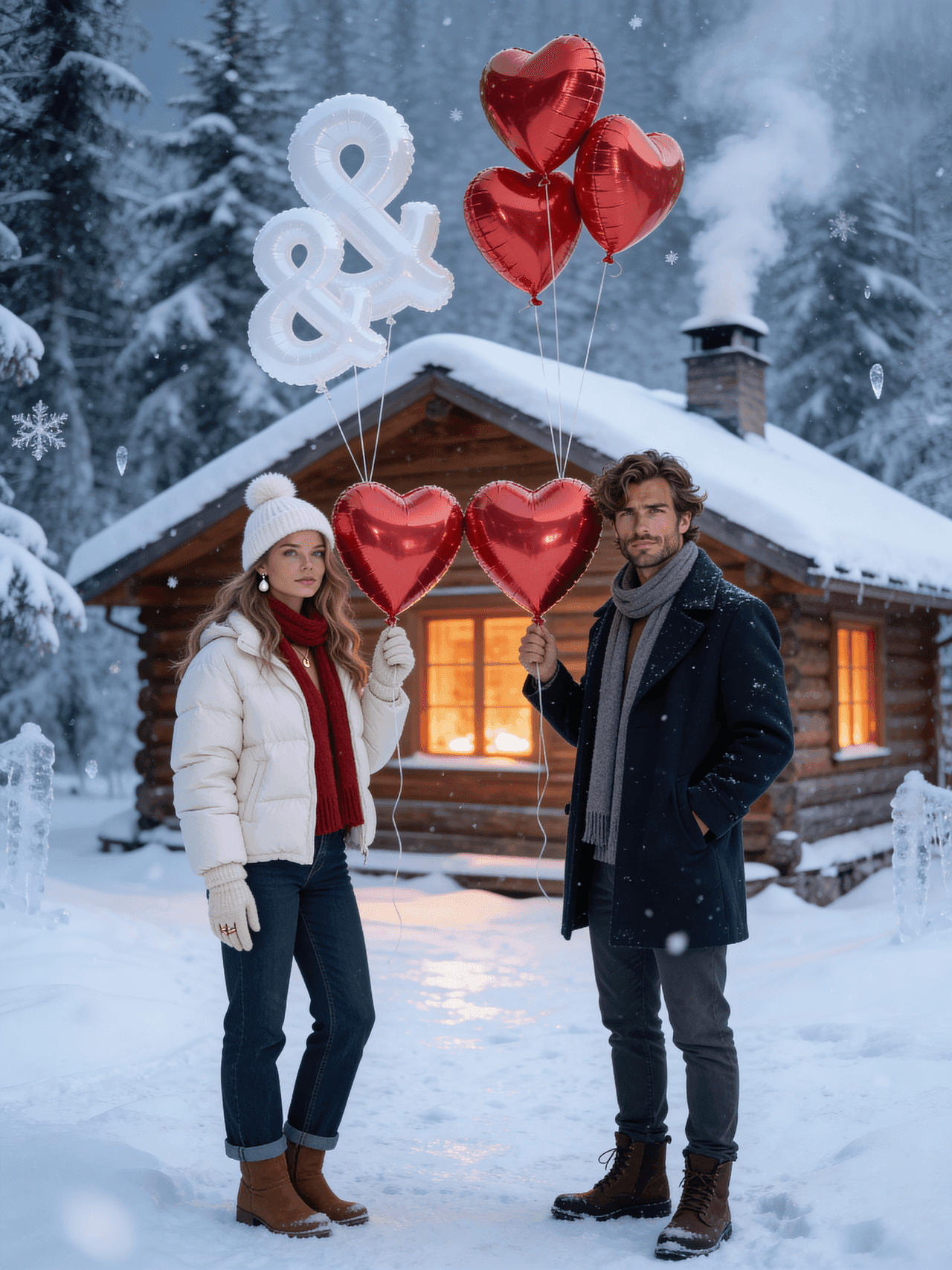 Snowy Cabin Balloons