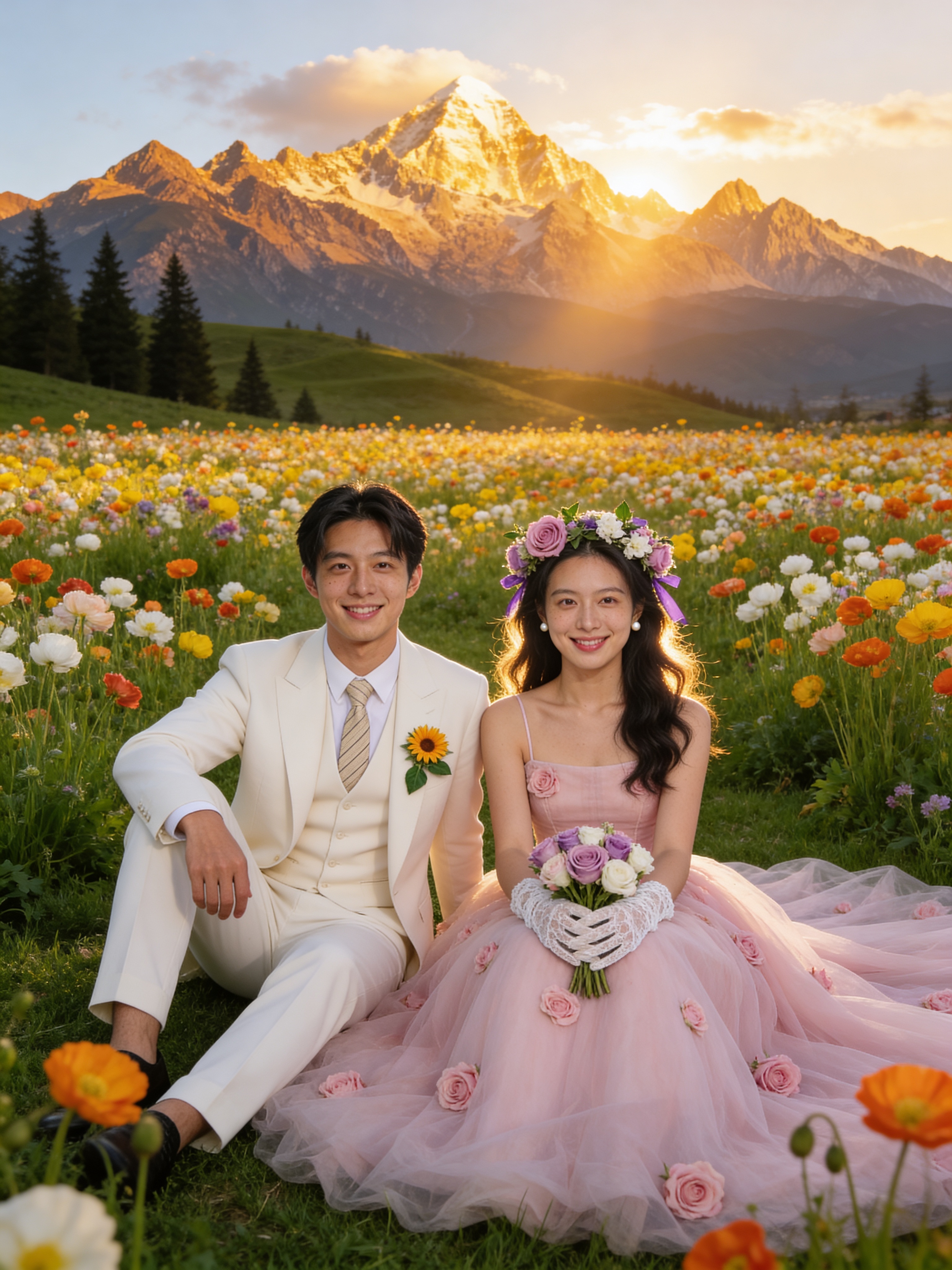 Seated Together in the Meadow