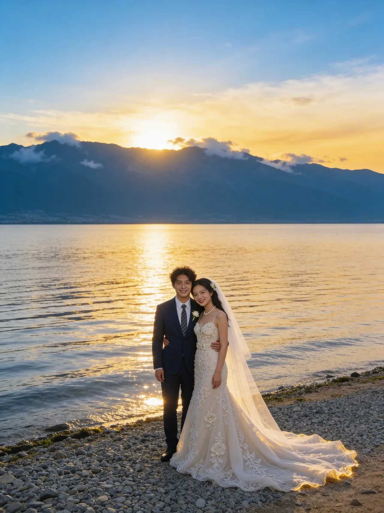 Lakeside Embrace at a Distance