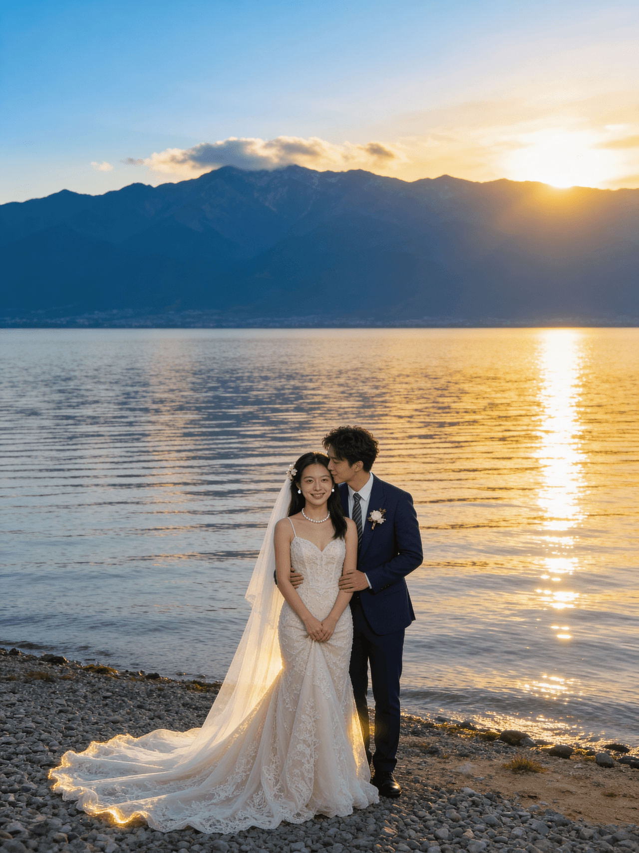 Forehead Kiss by the Lake
