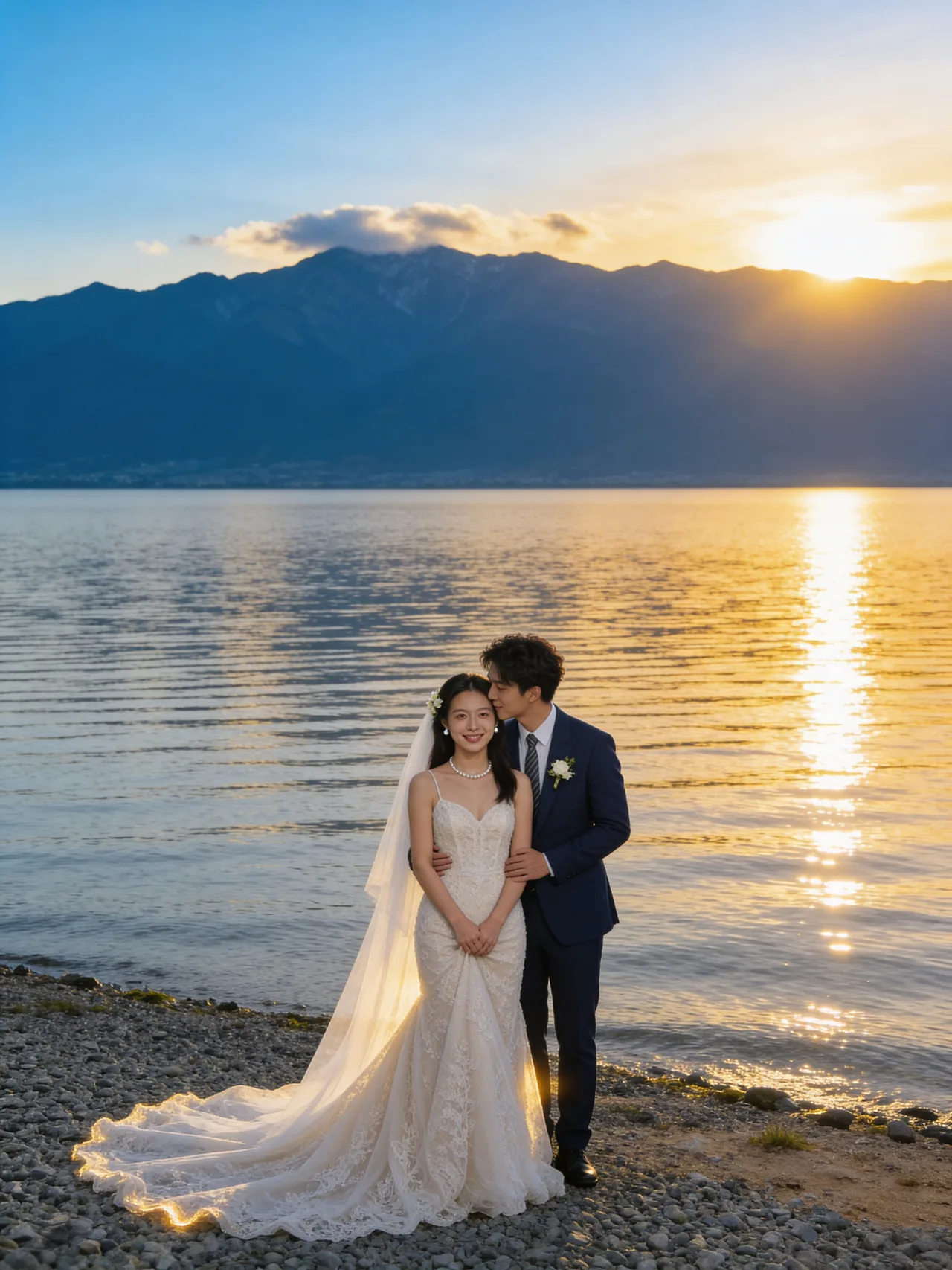 Forehead Kiss by the Lake