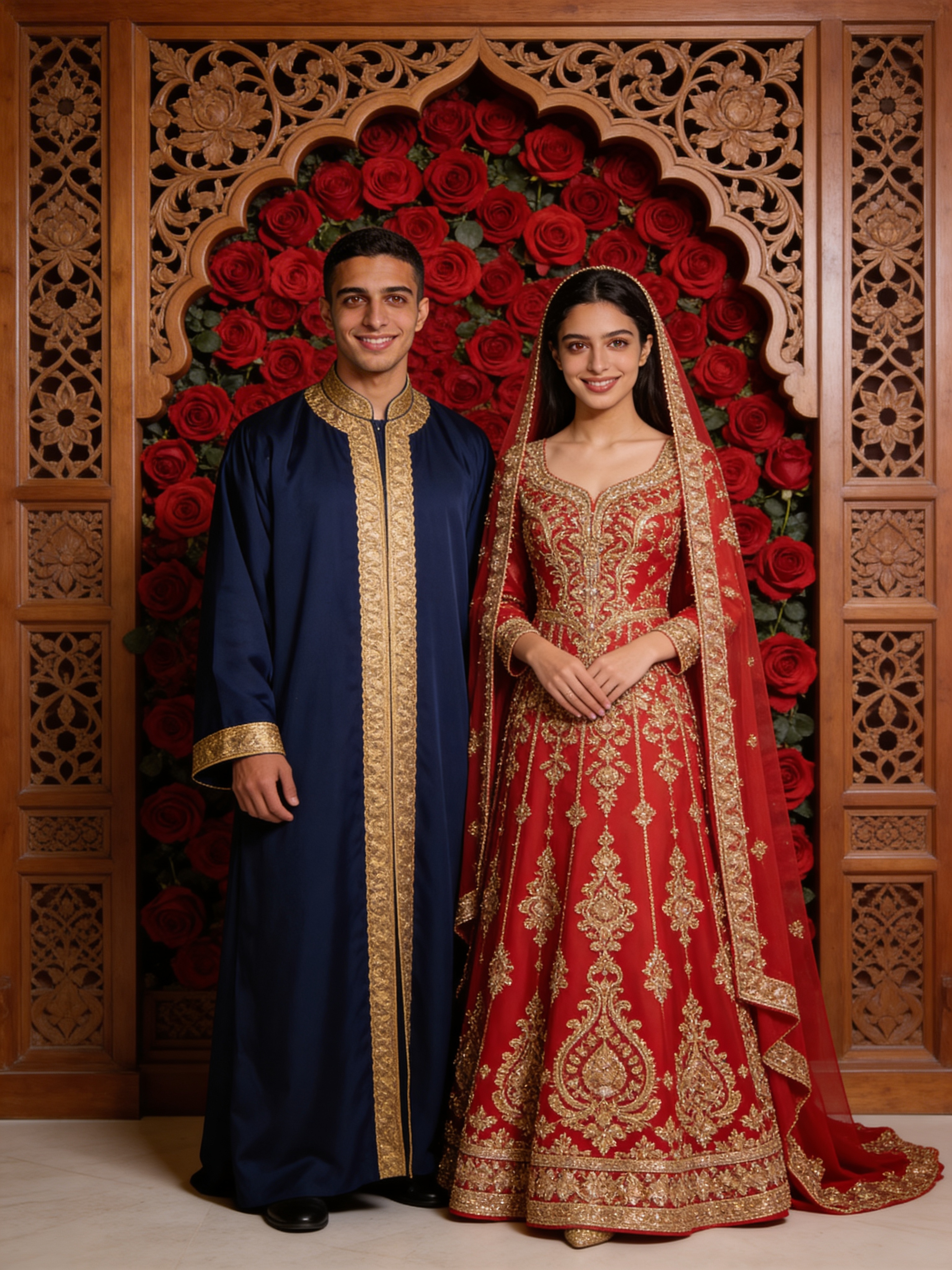 ثوب أحمر تقليدي - حفل زفاف عربي