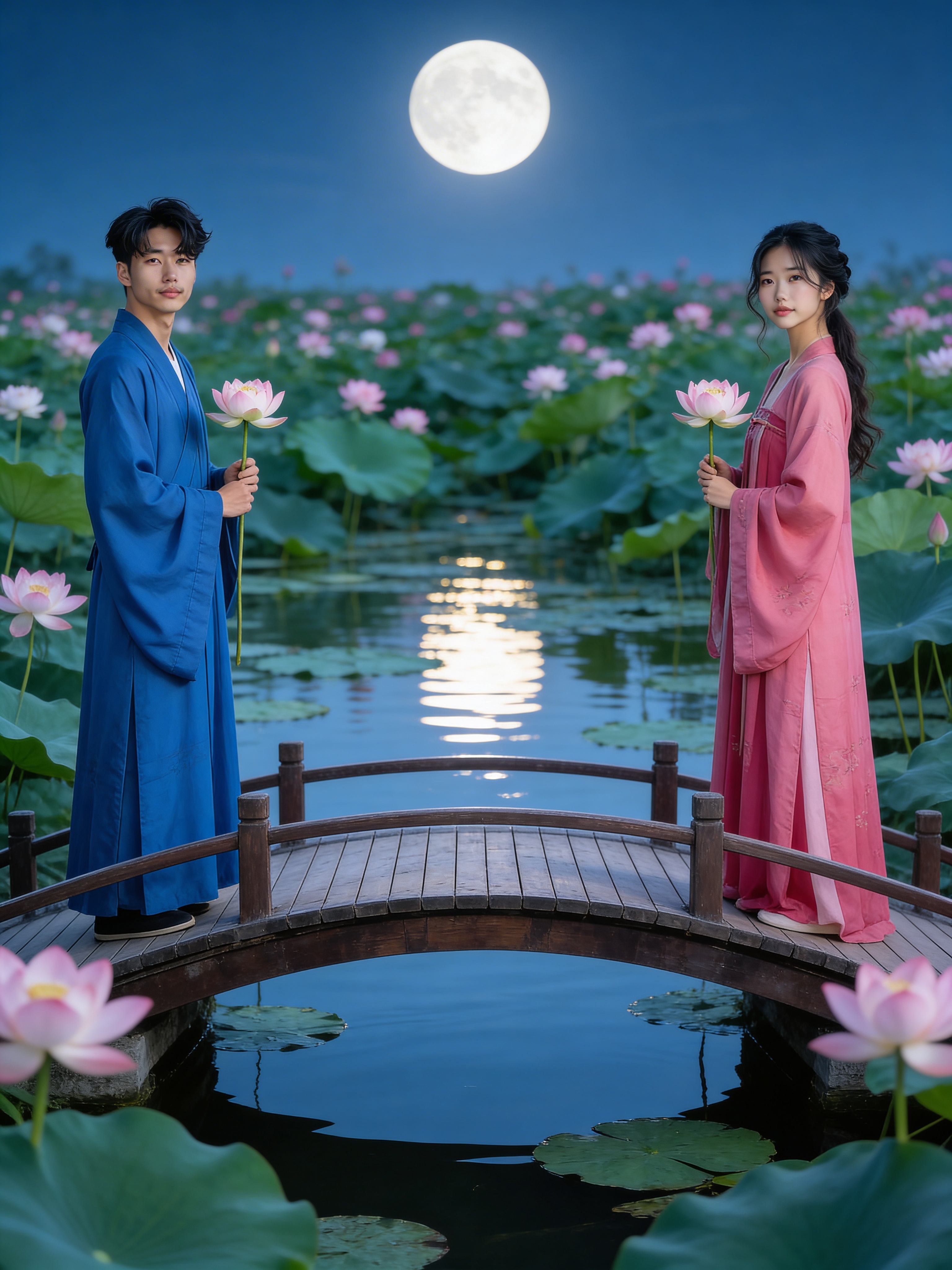 Moonlit Lotus Pond