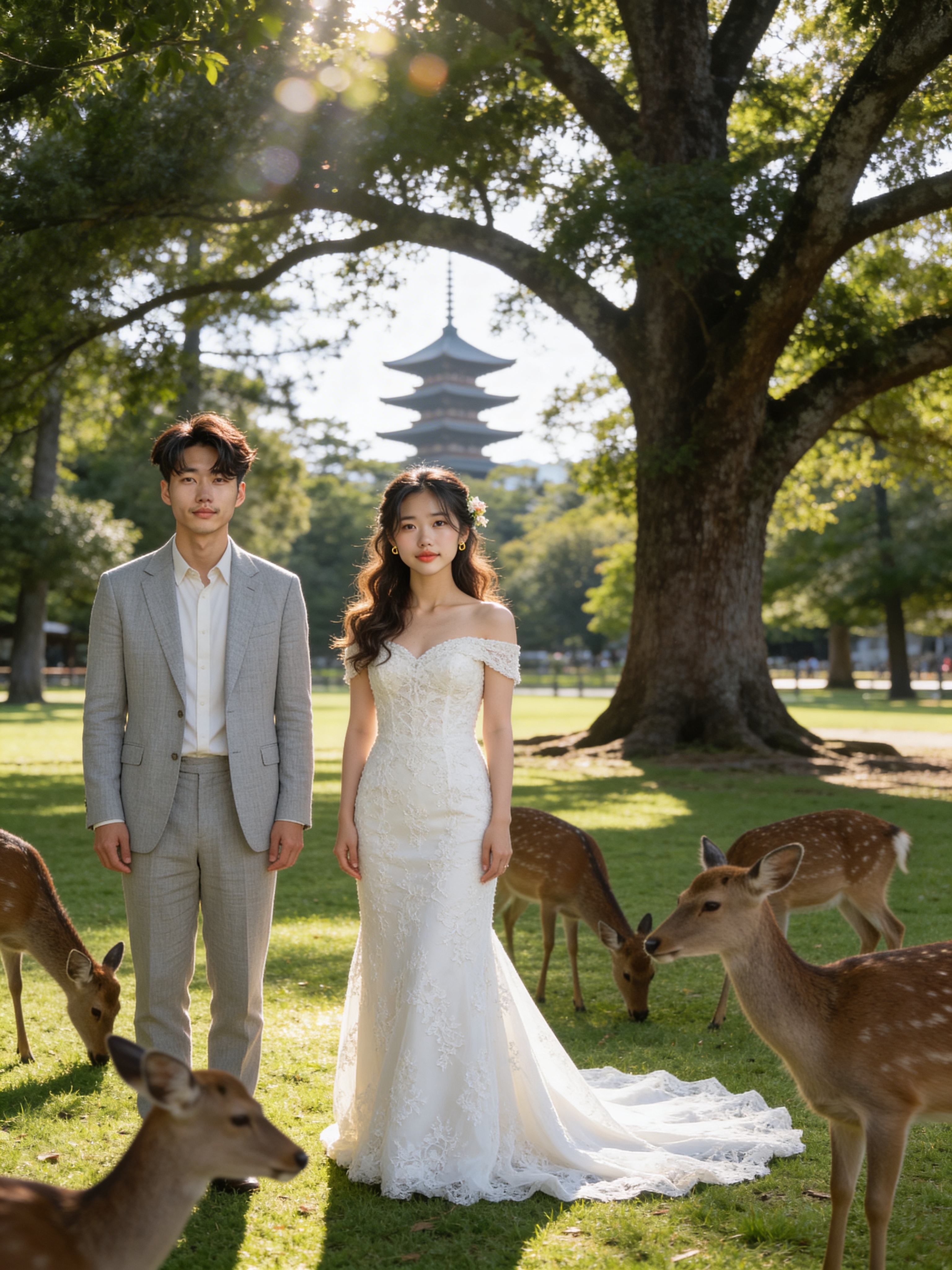 奈良公園の鹿 - 洋装ロケーション